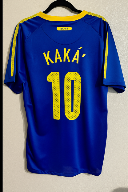 Kaka Leite Brazil 2010 World Cup Retro Blue Jersey Trikot