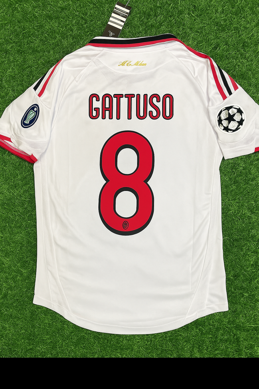 Gennaro Gattuso Milan 2009 2010 Season White Retro Jersey Trikot Maillot