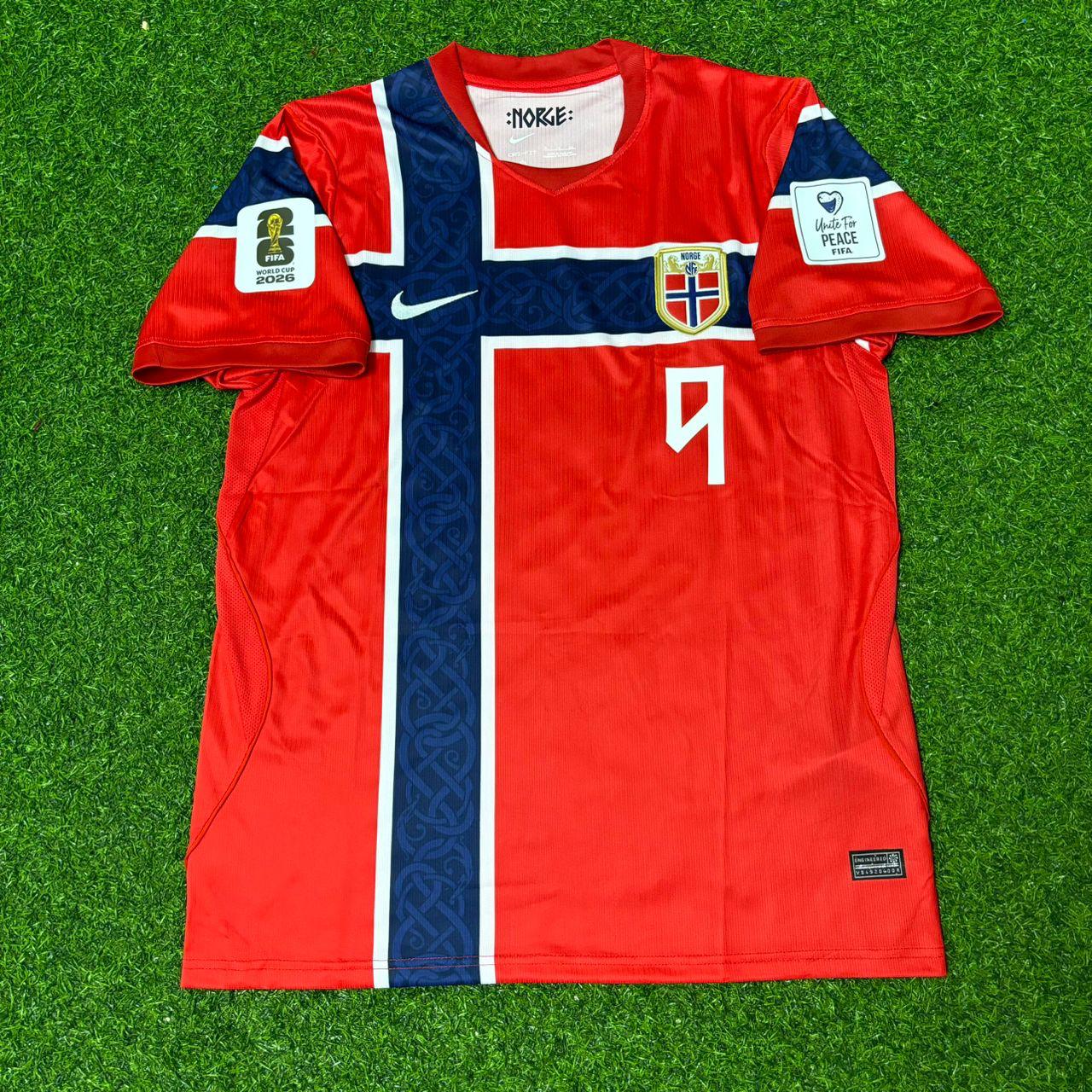Erling Haaland #9 Norway 2026 World Cup Home Football Jersey