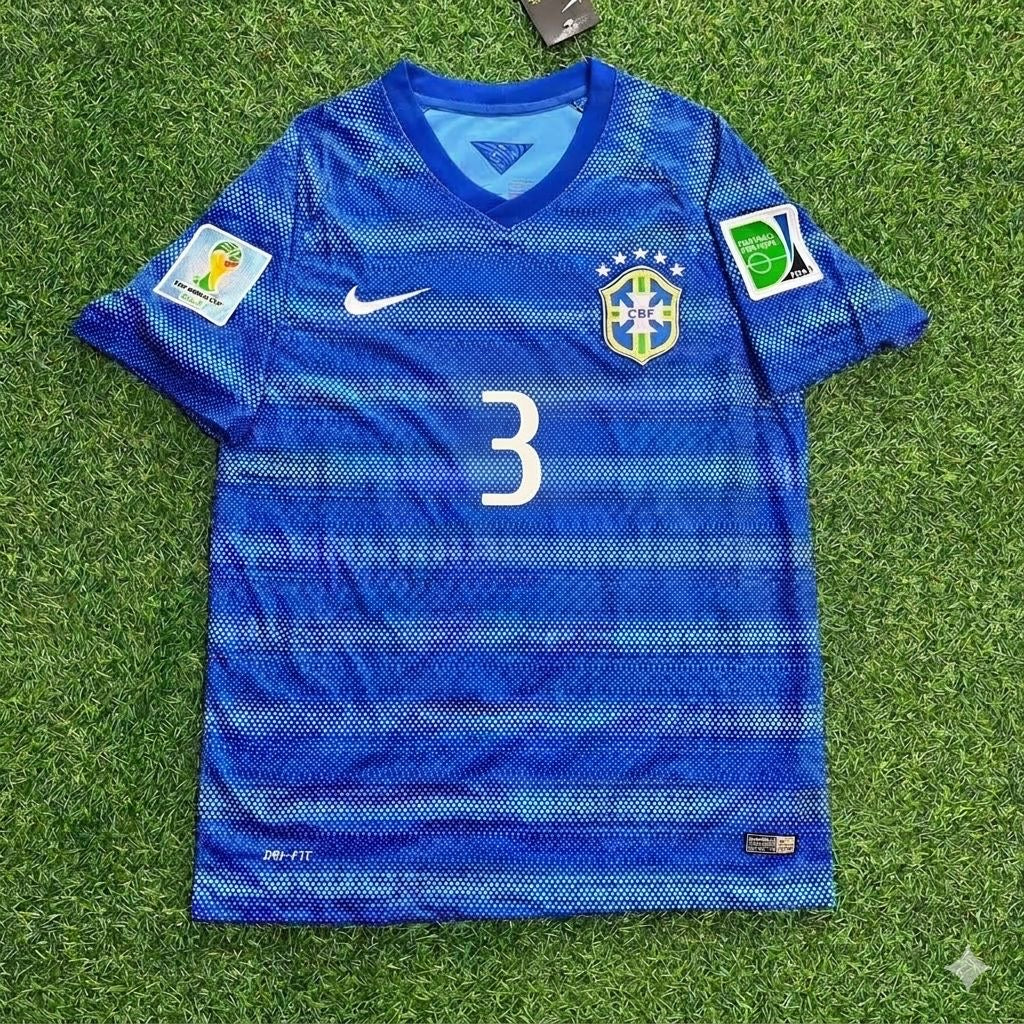 Thiago Silva 3- 2014 World Cup Retro Blue Jersey Trikot