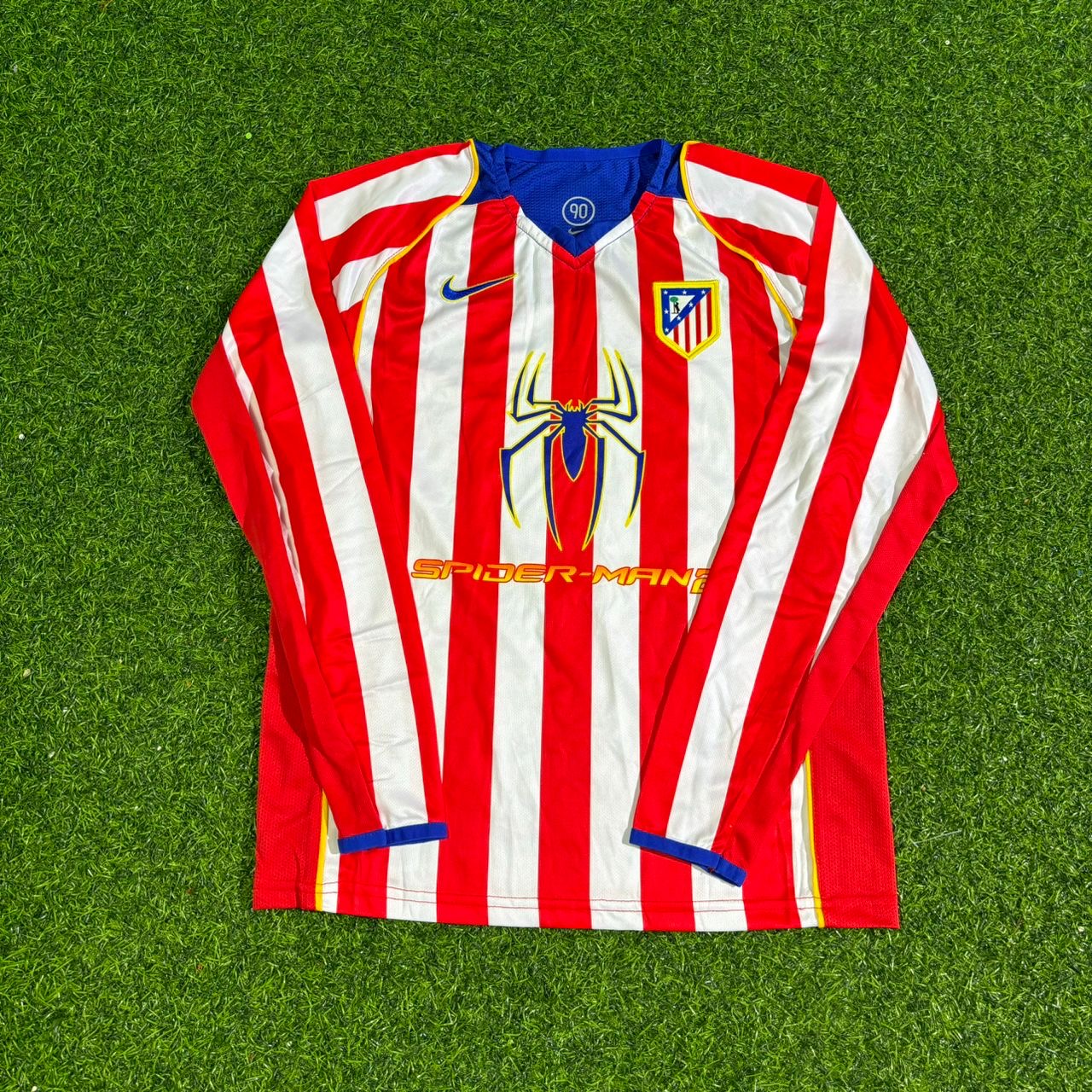 Diego Simeone #14 Atlético Madrid Spider-Man Long Sleeve Retro Football Jersey