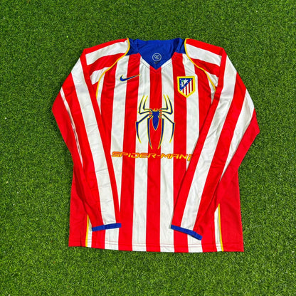 Diego Simeone #14 Atlético Madrid Spider-Man Long Sleeve Retro Football Jersey