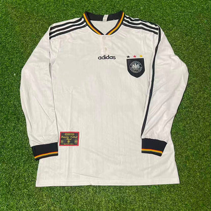 Mario Basler #8 Germany EURO 1996 Final Home Long Sleeve Retro Football Jersey Kit
