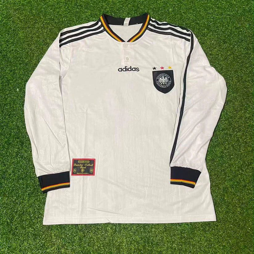 Fritz Walter Germany EURO 1996 Final Home Long Sleeve Retro Football Jersey Kit (Copy)