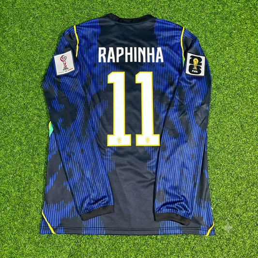 Raphinha Brazil 2026 World Cup Blue Away Long Sleeve Football Jersey Kit