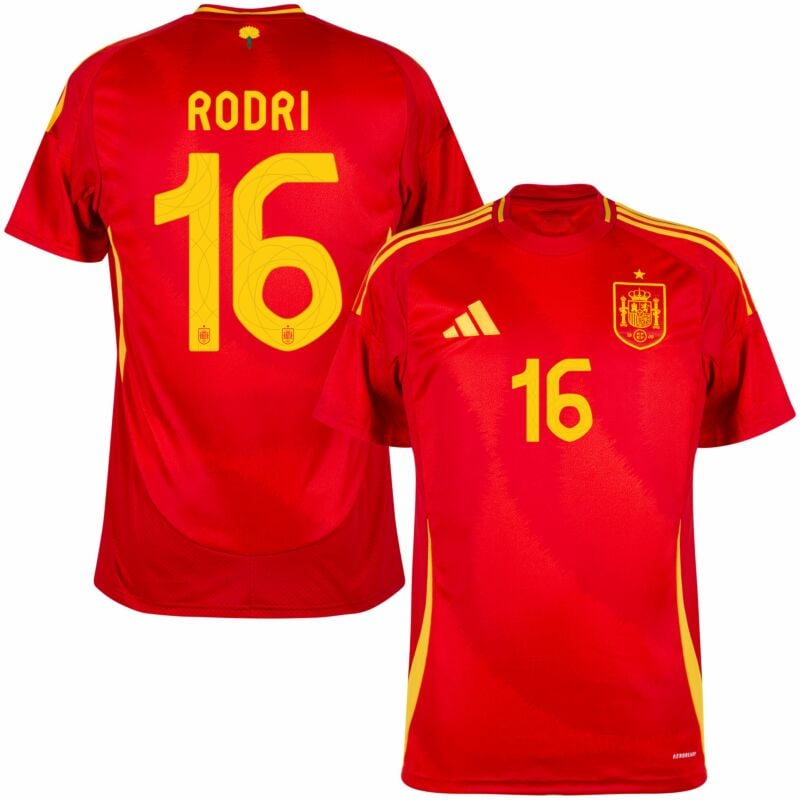 Rodri Spain EURO 2024 Football Jersey Maillot Trikot Camiseta