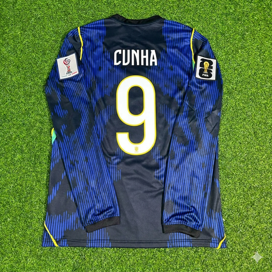 Matheus Cunha #9 Brazil 2026 World Cup Sleeve Blue Away Jersey Trikot