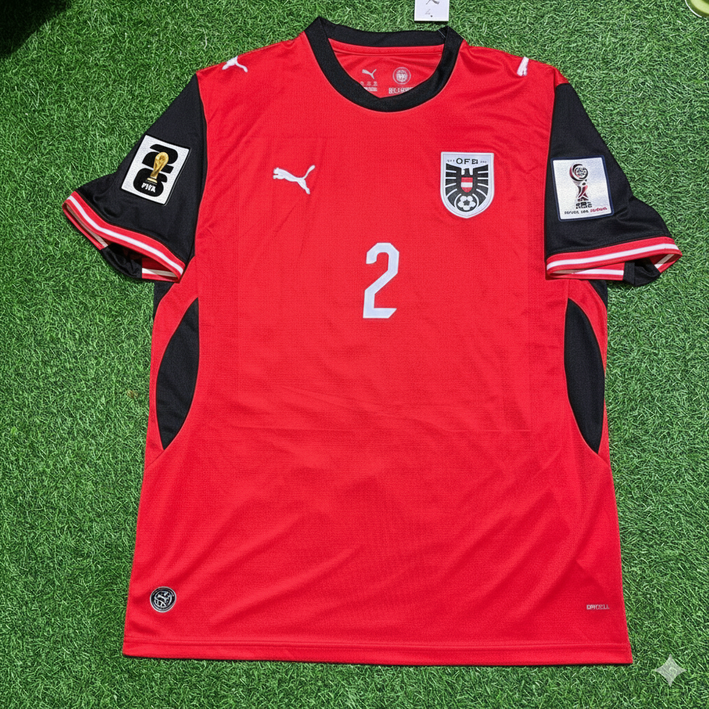 Maximilian Wöber 2- Austria 2026 World Cup Kit Jersey Trikot Maillot