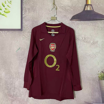 Arsenal 2005-06 Burgundy Champions League Long sleeve Jersey Trikot Maillot