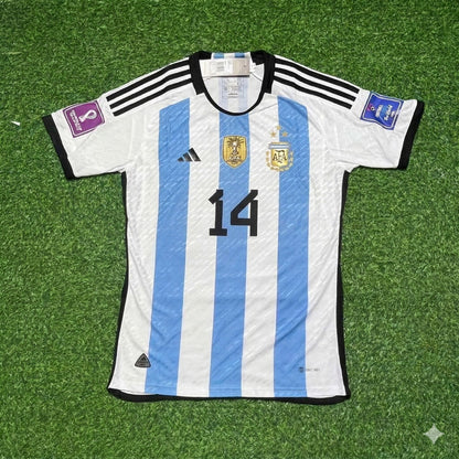 Exequiel Palacios 14- Argentina 2022 Qatar World Cup Champion Home Jersey Maillot Trikot Maglia Soccer Shirt