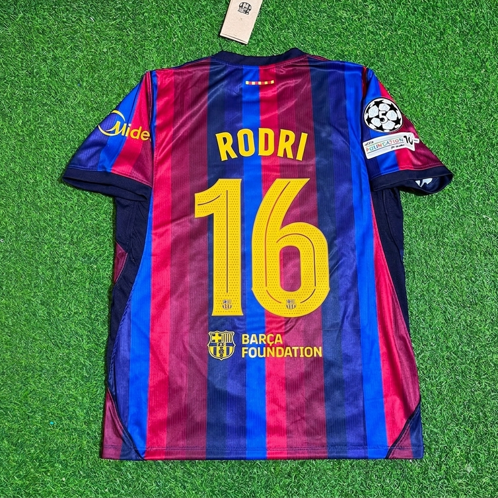 Rodri #16 Barcelona 2027 New Season Champions League Patch Home Jersey Trikot Maillot Soccer Shirt