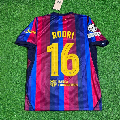 Rodri #16 Barcelona 2027 New Season Champions League Patch Home Jersey Trikot Maillot Soccer Shirt
