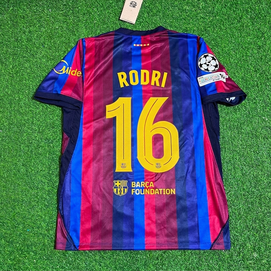 Rodri #16 Barcelona 2027 New Season Champions League Patch Home Jersey Trikot Maillot Soccer Shirt
