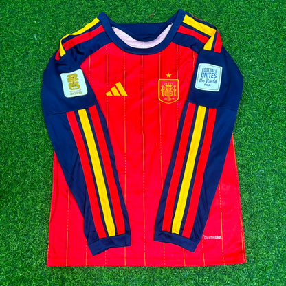 Pedro Porro #12 Spain 2026 World Cup Home Long Sleeve Jersey Trikot Maillot