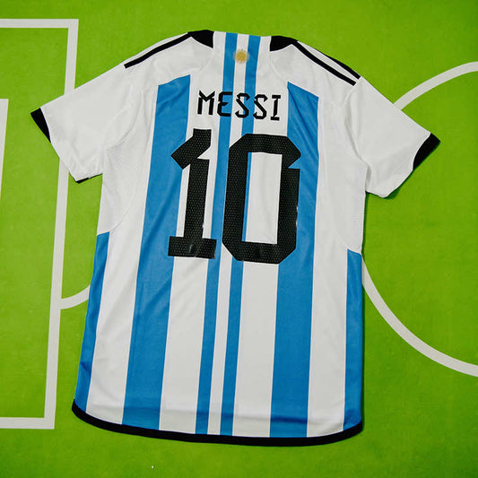 Lionel Messi Argentina 2022 Qatar World Cup Champion Home Jersey Maillot Trikot Maglia