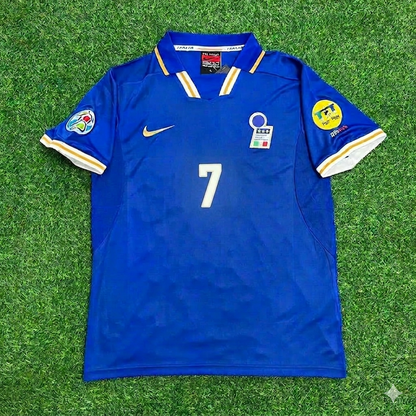 Roberto Donadoni #7 Italy EURO 1996 Blue Retro Soccer Kit Jersey Trikot Maglia Shirt