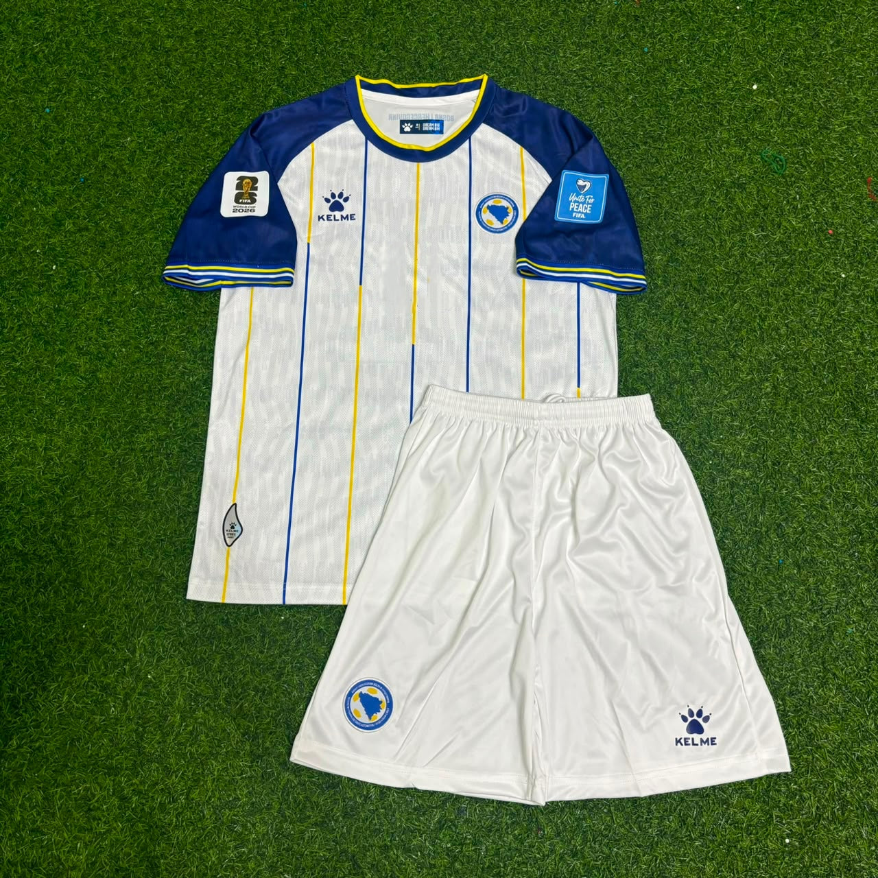 Dzenis Burnić Bosnia and Herzegovina 2026 World Cup Away White Kids Kit Football Jersey