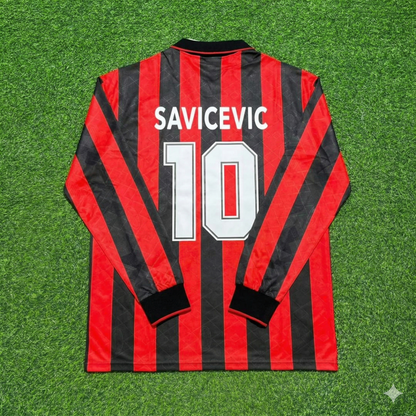 Dejan Savicevic #10 AC Milan 1993 1994 Home Long Sleeve Retro Jersey