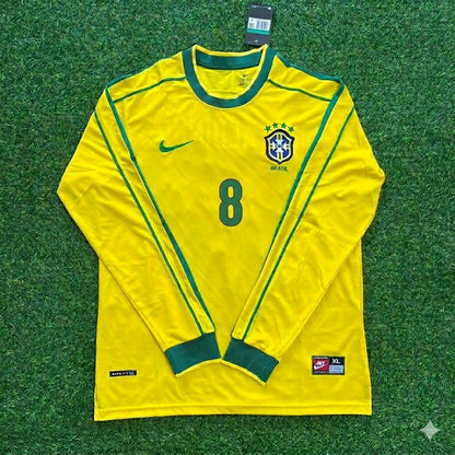 Kaka’ #8- Brazil Long Sleeve Retro Football Kit Jersey Trikot Maillot Shirt