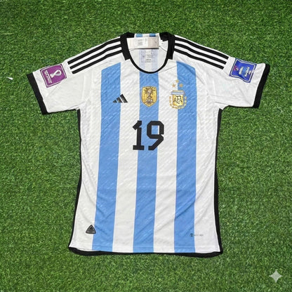 Nicolás Otamendi 19- Argentina 2022 Qatar World Cup Champion Home Jersey Maillot Trikot Maglia Soccer Shirt