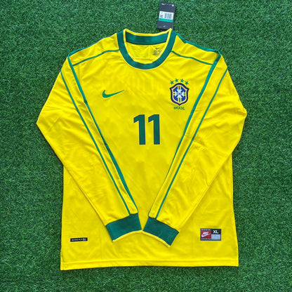 Romário #11 - Brazil Long Sleeve Retro Football Kit Jersey Trikot Maillot Shirt