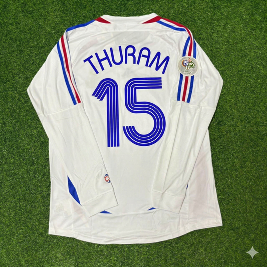 Lilian Thuram France 2006 World Cup Final Long Sleeve White Retro Kit