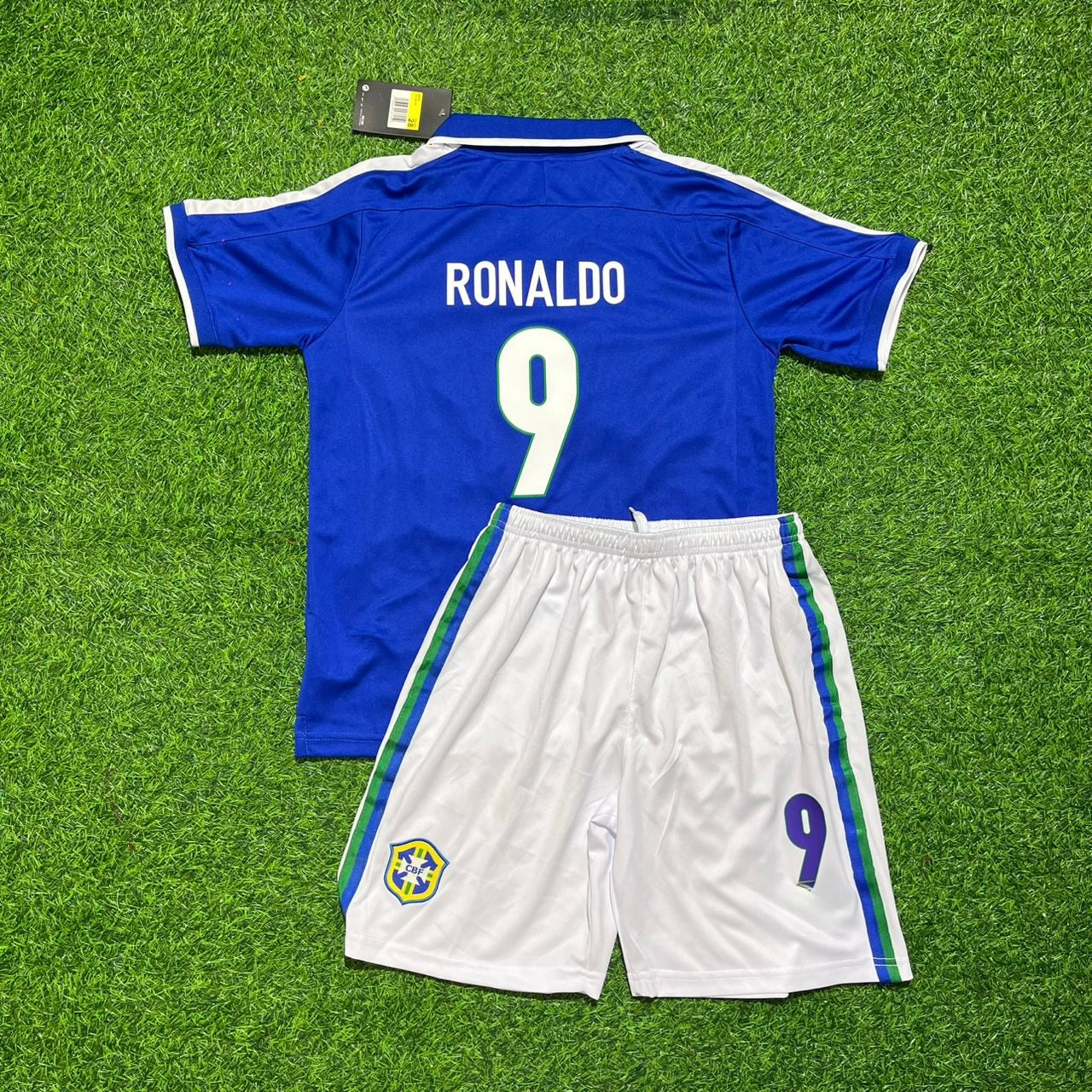 Ronaldo Nazario Brazil 1997 Blue Retro KIDS Football Jersey