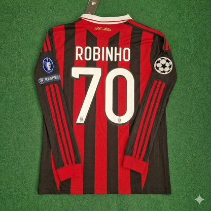 Robinho Milan 2009 2011 Retro Long Sleeve Jersey Maillot Trikot Maglia