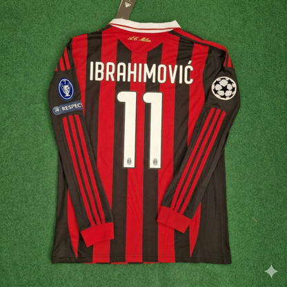 Zlatan Ibrahımovic Milan 2009 2011 Retro Long Sleeve Jersey Maillot Trikot Maglia
