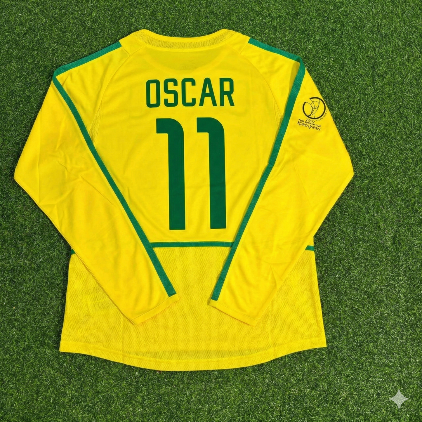 Oscar Brasil gelbes langärmeliges Retro-Fußballtrikot