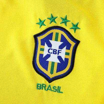 Brasilien 1998 Heimtrikot, langärmelig, Gelb, Retro-Trikot, Fußballtrikot