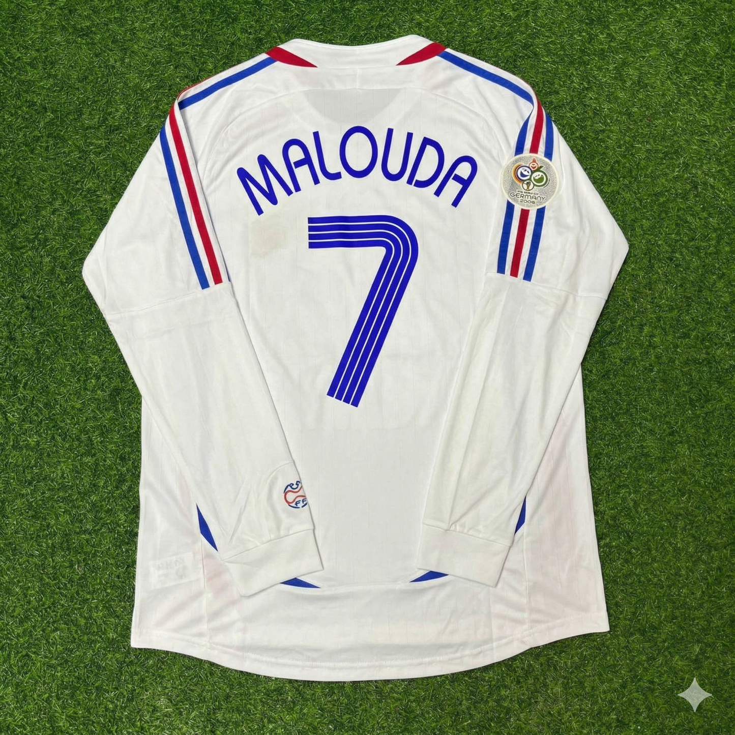 Florent Malouda France 2006 World Cup Final Long Sleeve White Retro Kit