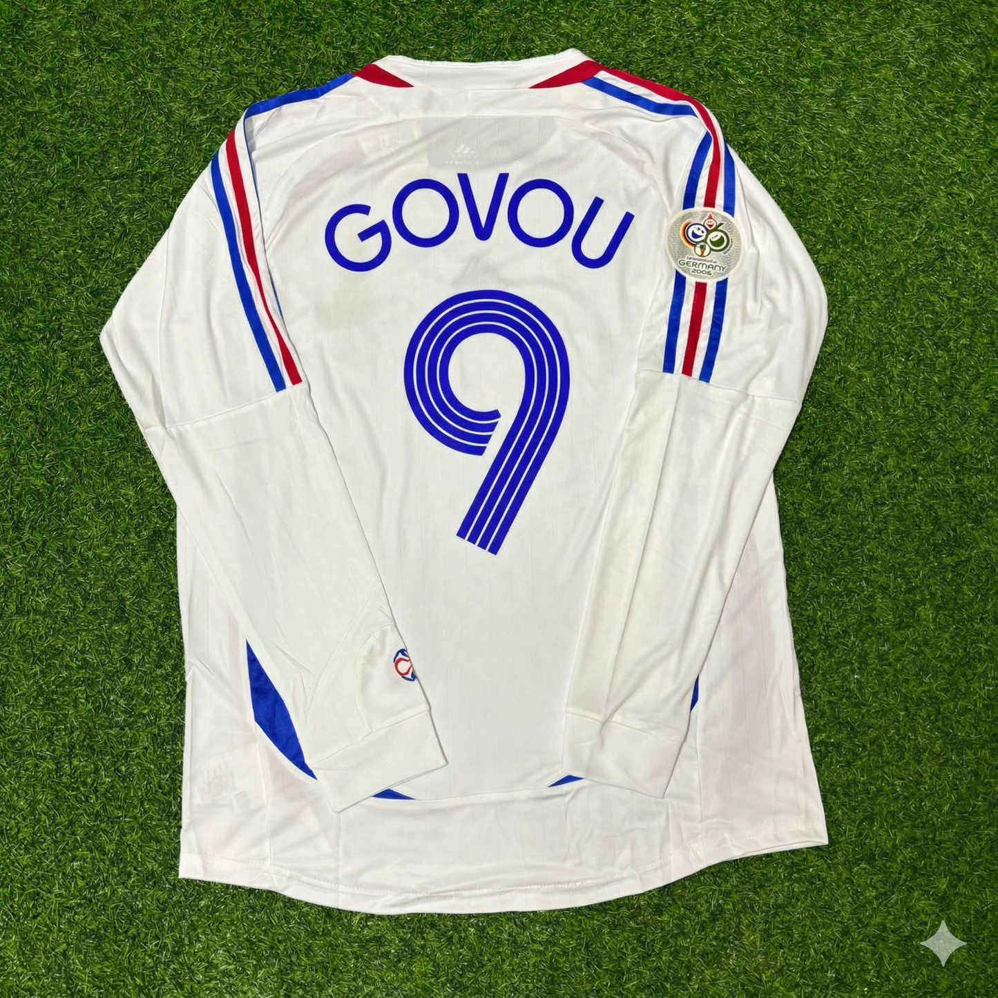 Sidney Govou France 2006 World Cup Final Long Sleeve White Retro Kit