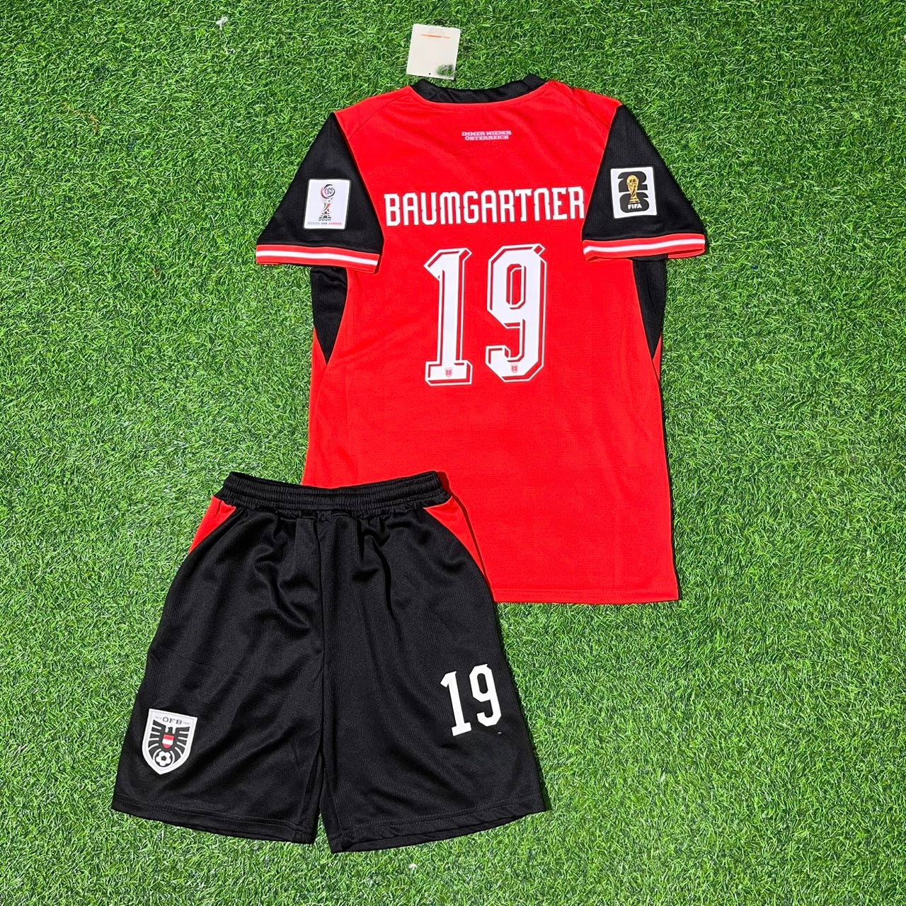 Christoph Baumgartner 19 Österreich 2026 Weltmeisterschaft Kinder Retro Fußballtrikot