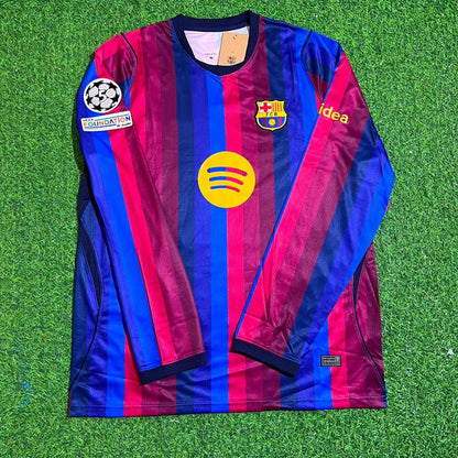 Rodri #16 Barcelona 2027 New Season Champions League Patch Home Long Sleeve Jersey Trikot Maillot Soccer Shirt