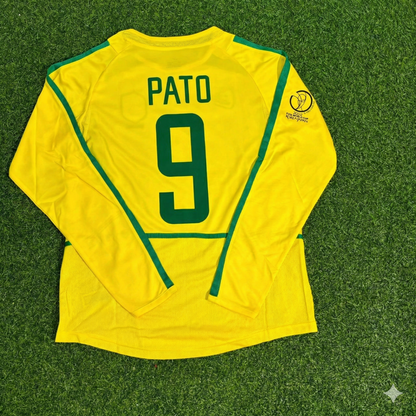 Alexandre Pato Brazil Yellow Long Sleeve Retro Football Jersey