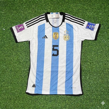 Leandro Paredes 5- Argentina 2022 Qatar World Cup Champion Home Jersey Maillot Trikot Maglia Soccer Shirt