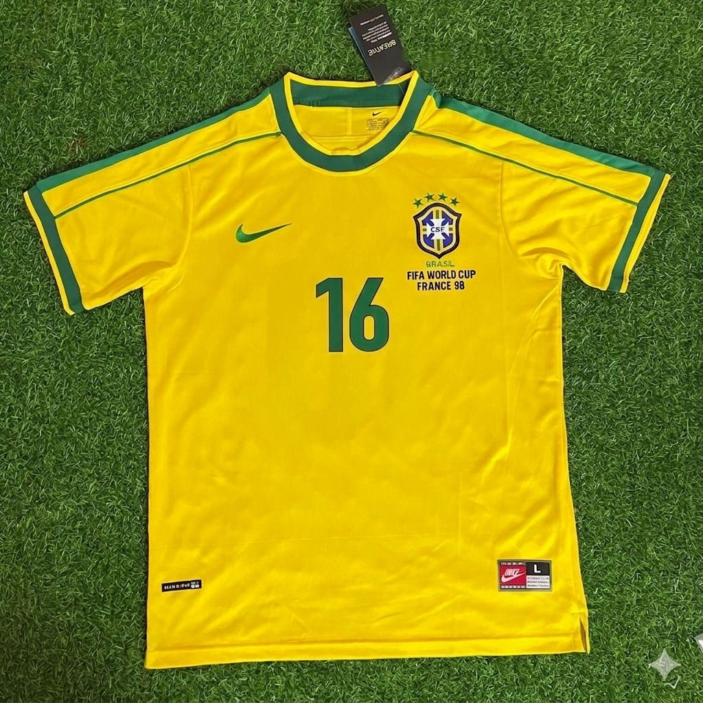 Zé Roberto #16 Brazil 1998 World Cup Retro Jersey Soccer Shirt
