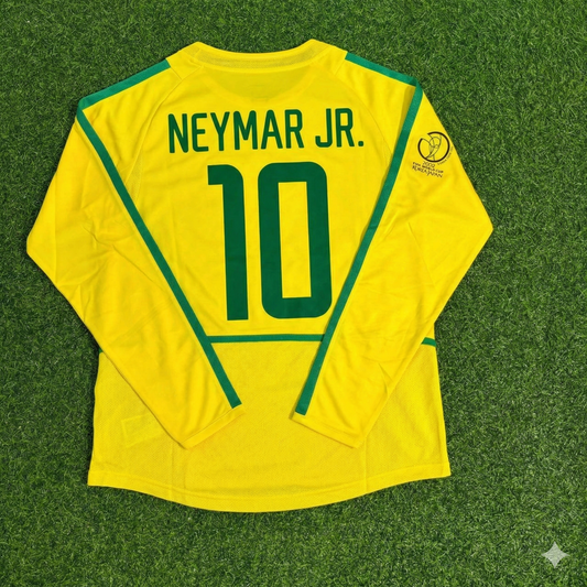 Neymar Jr Brazil Yellow Long Sleeve Retro Football Jersey