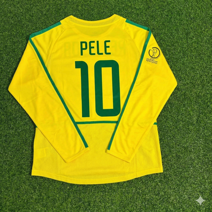 Pele Brazil Yellow Long Sleeve Retro Football Jersey