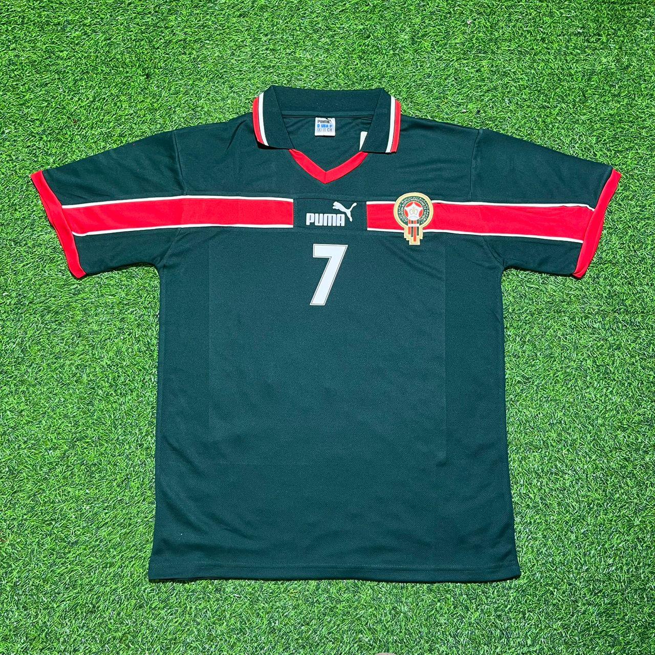 Aziz Bouderbala Morocco Home Retro Football Jersey