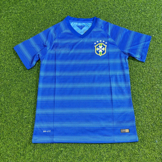 Brasilien 2014 Blaues Retro-Fußballtrikot