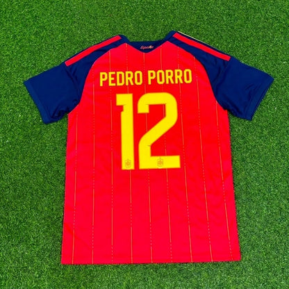 Pedro Porro #12 Spain Two Star 2026 World Cup Champions Home Jersey Trikot Maillot
