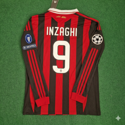 Filippo Inzaghi Milan 2009 2011 Retro Long Sleeve Jersey Maillot Trikot Maglia