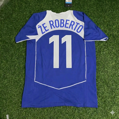 Ze Roberto Gaucho Brazil 2004 Blue Retro Football Jersey Kit