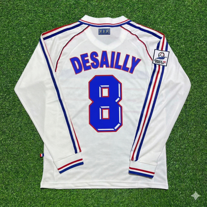Marcel Desailly #8 France 1998 World Cup White Away Long Sleeve Retro Jersey