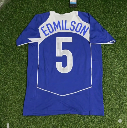 Edmilson Brazil 2004 Blue Retro Football Jersey Kit