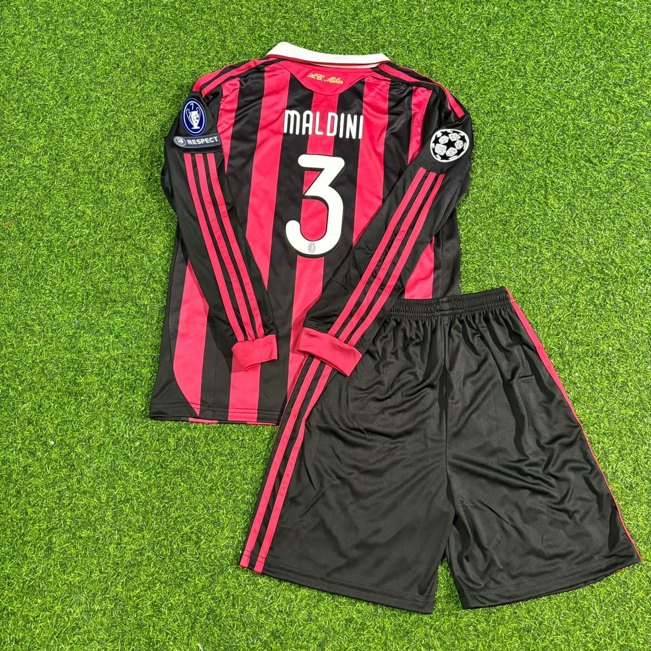 Paolo Maldini AC Milan 2008-2009 Final Season Kids Long Sleeve Home Retro Football Jersey