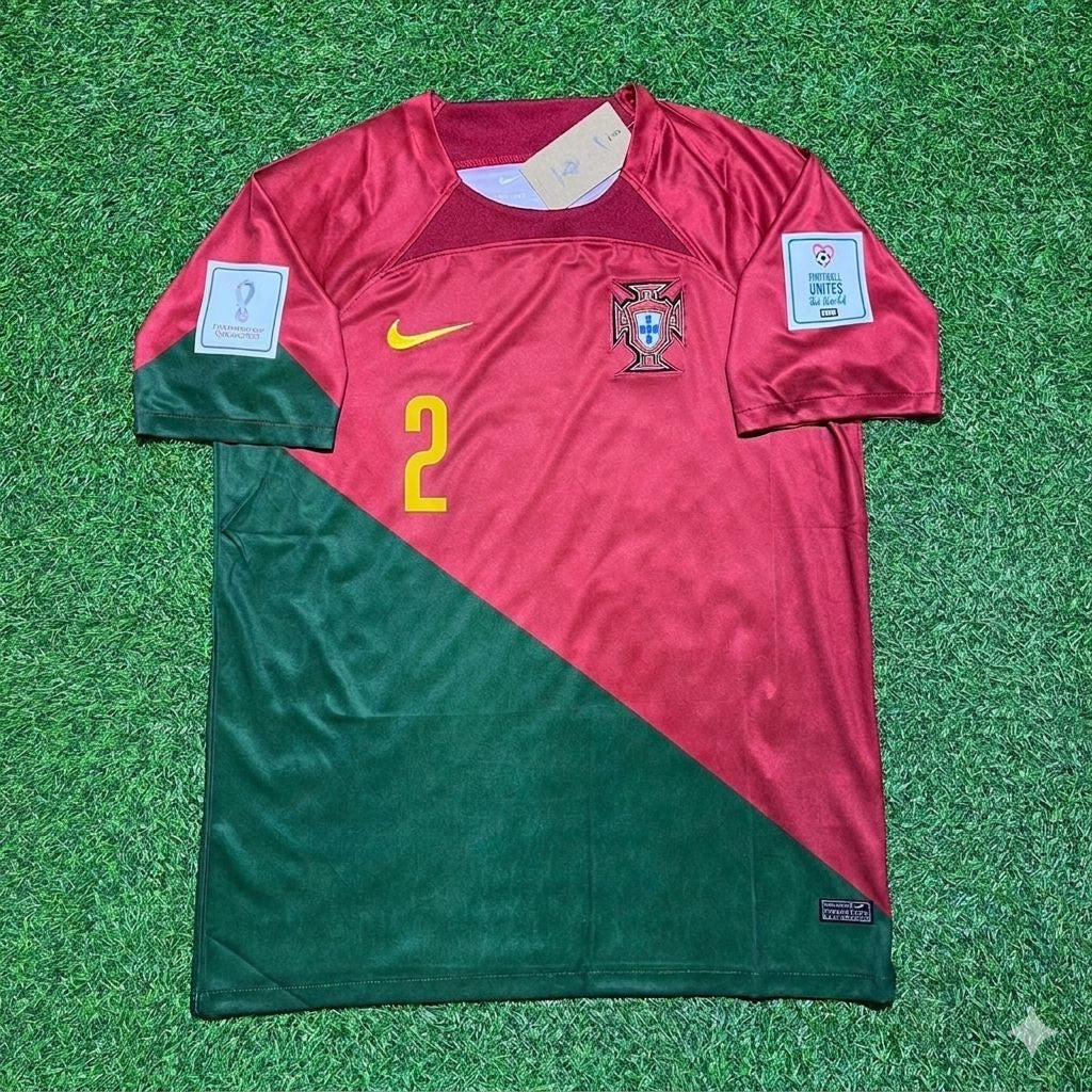 Diego Dalot #2 Portugal 2022 World Cup Home Retro Football Jersey
