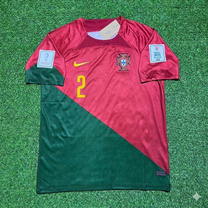 Diego Dalot #2 Portugal 2022 World Cup Home Retro Football Jersey